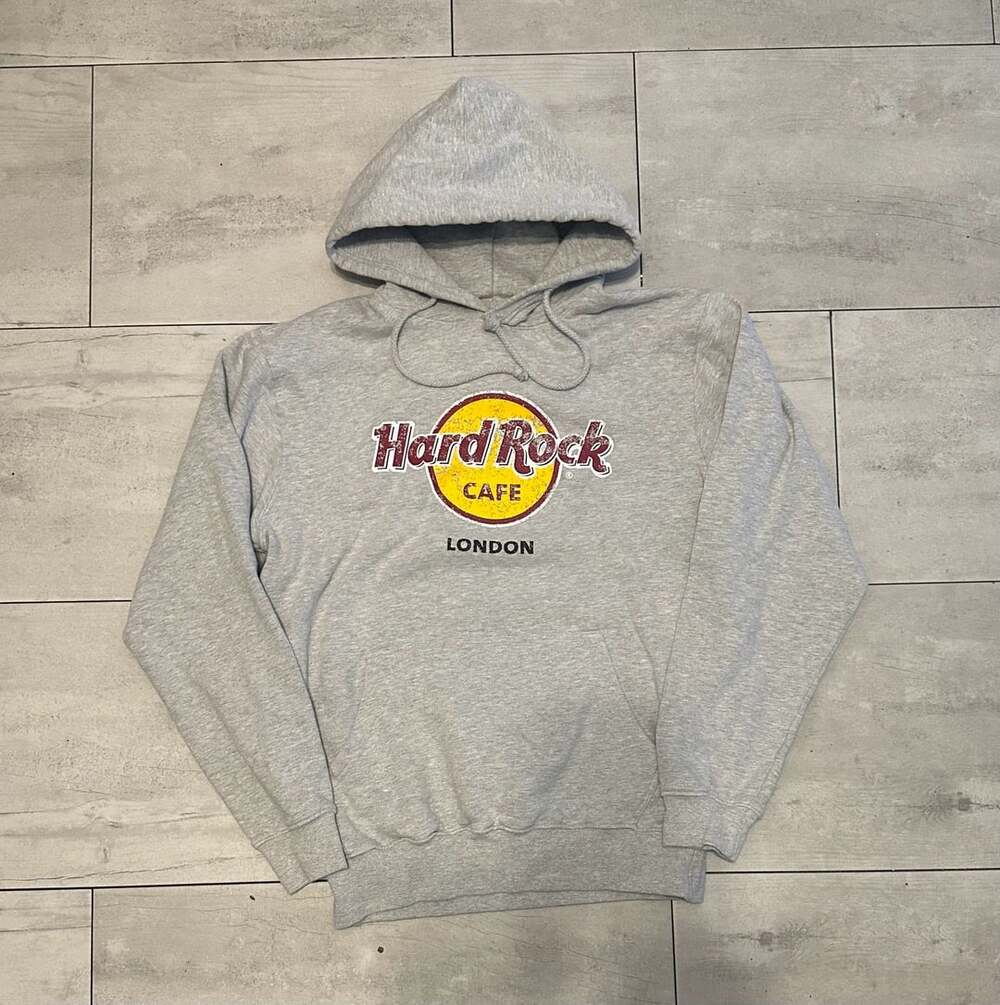 Hard Rock Cafe London Grey Pullover Hoodie Sweatshirt Size L